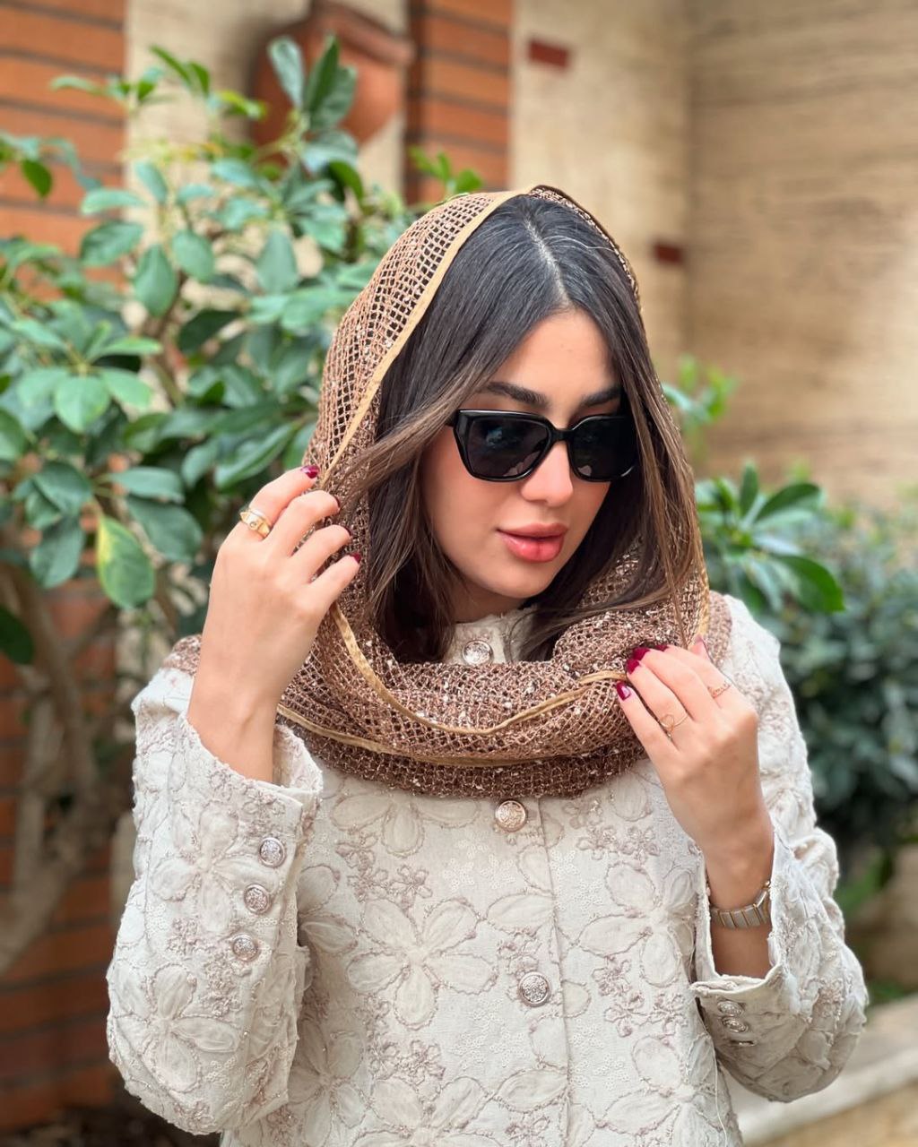 شال حصیری مزونی وارداتی (شال حصیری دونه برفی)