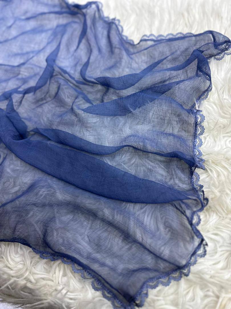 شال حریر دور دانتل مزونی وارداتی(رنگبندی)