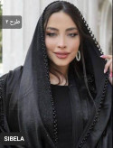 شال مشکی مجلسی شال کوپرا دور مروارید و نگین مشکی