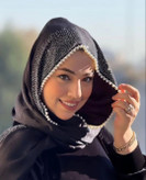 شال مجلسی مشکی کوپرا دور مروارید و نگین سفید