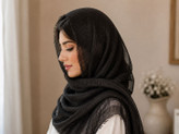 شال کنفی حصیری دور ریش مشکی