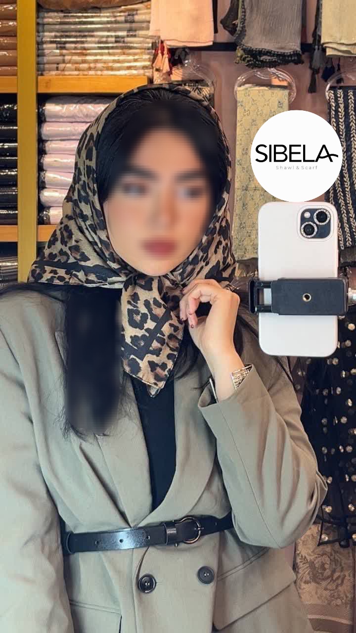 مینی اسکارف نخی طرح پلنگی قواره ۷۵