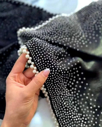 روسری کوپرا دور نگین و مروارید سفید قواره ۱۲۰