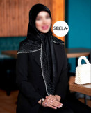 روسری کوپرا دور نگین و مروارید سفید قواره ۱۲۰