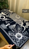 روسری ابریشم توییل سفید مشکی دور دست دوز کد ۰۲۰۲۴