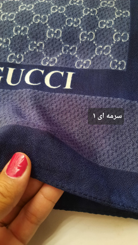 روسری نخی سی اسکارف قواره ۱۲۰ درجه یک طرح گوچی