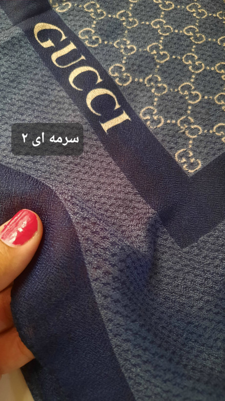 روسری نخی سی اسکارف قواره ۱۲۰ درجه یک طرح گوچی