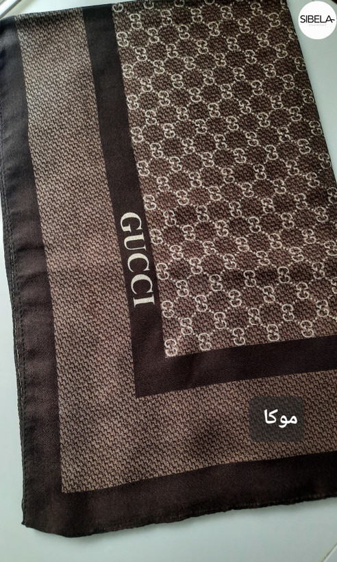روسری نخی سی اسکارف قواره ۱۲۰ درجه یک طرح گوچی