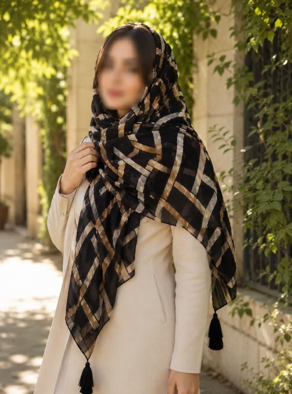 شال نخی مشکی کرمی اقتصادی
